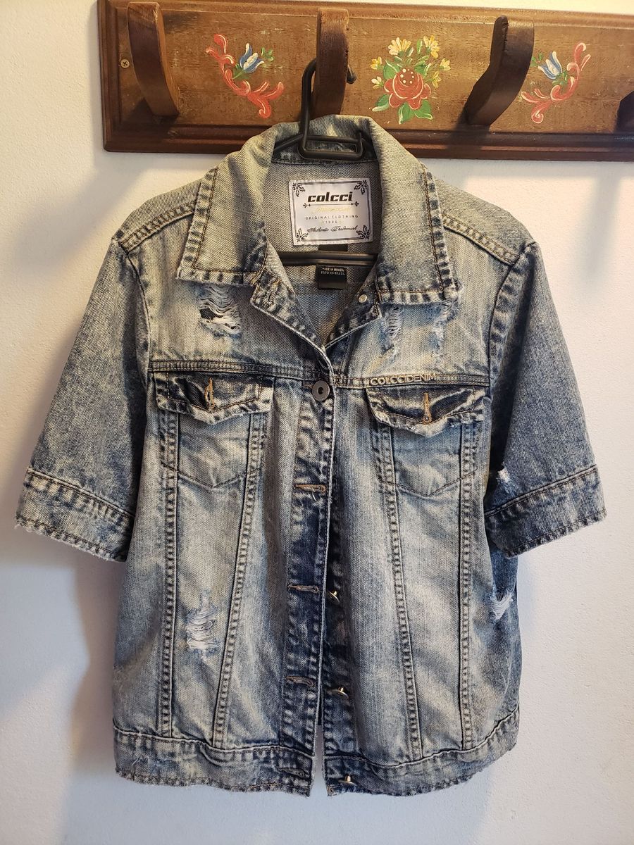 jaqueta jeans colcci destroyed