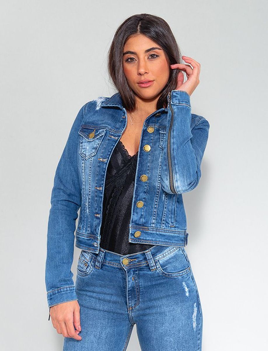 jaqueta jeans feminina com ziper