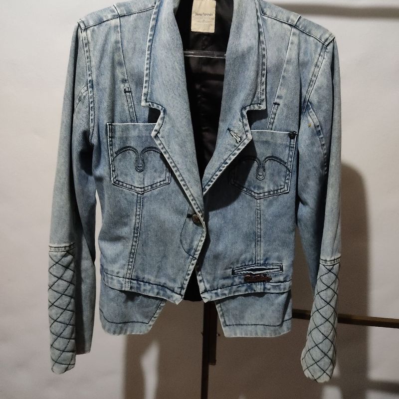 Jaqueta Jeans Dona Florinda Casaco Feminino Dona Florinda Usado 83621147  enjoei