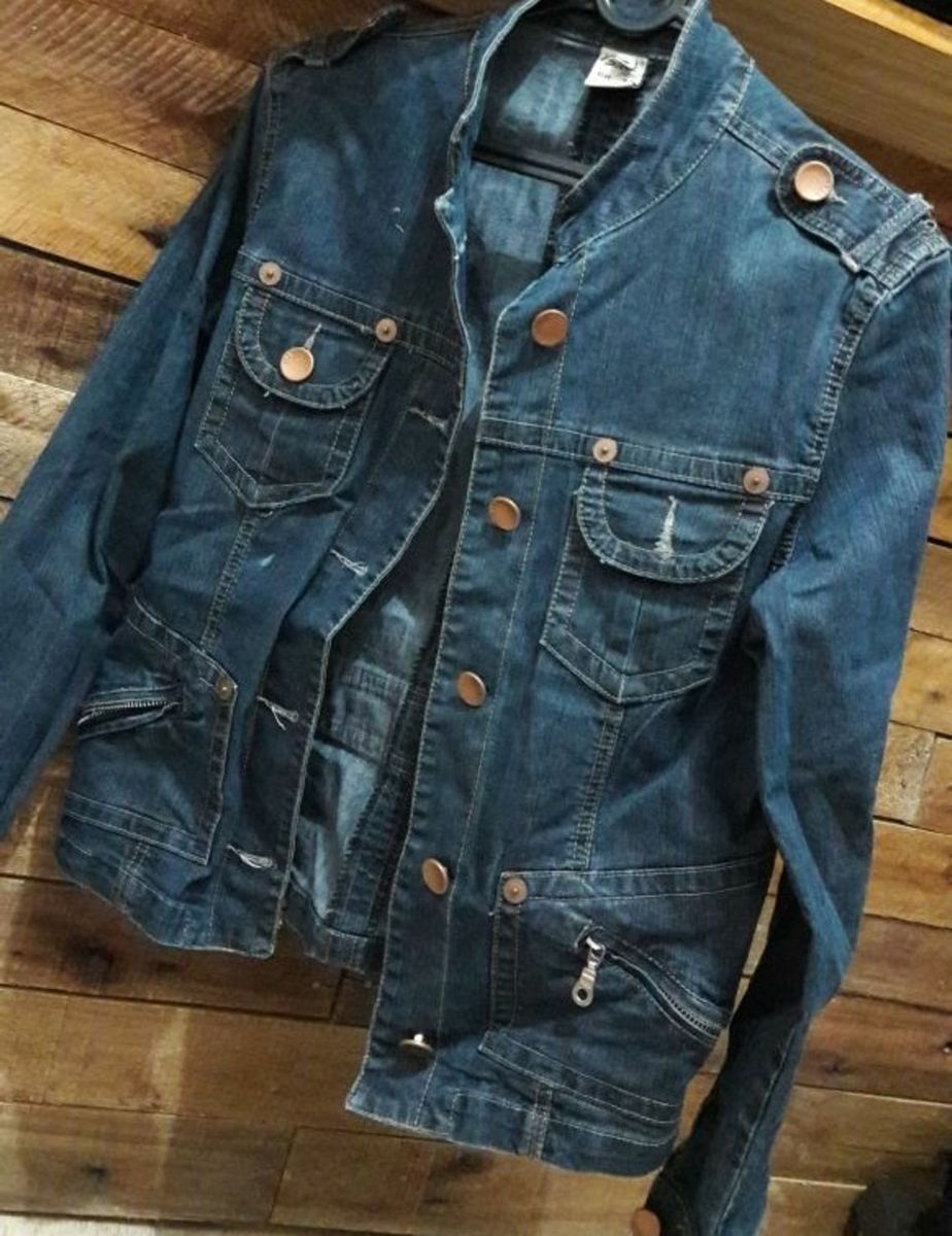 jaqueta jeans estilo militar