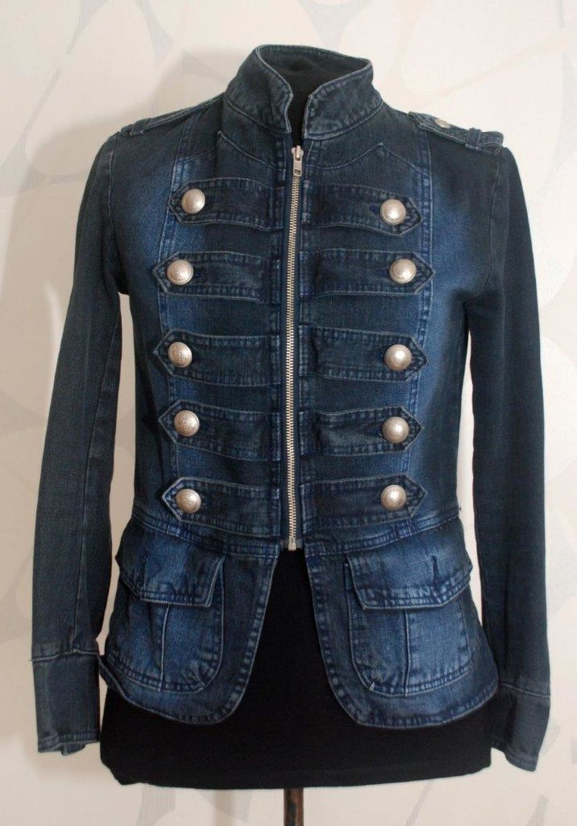 jaqueta jeans estilo militar