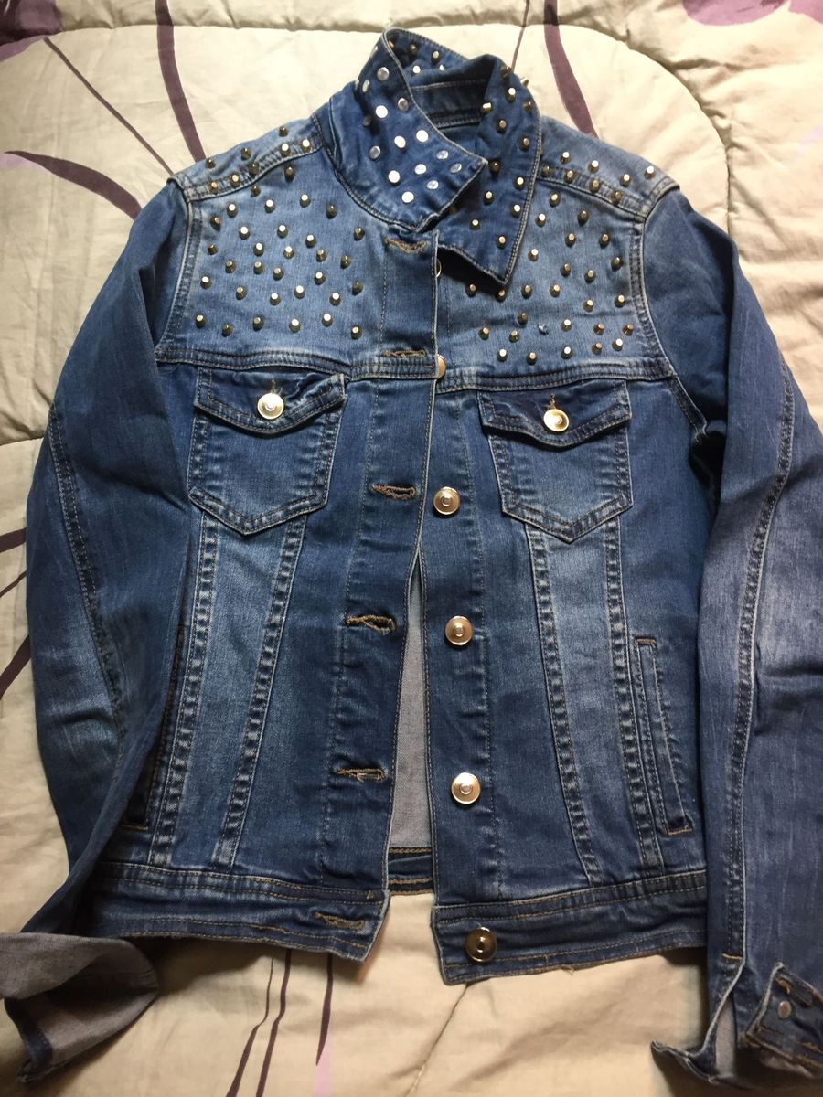 jaqueta jeans feminina com spikes