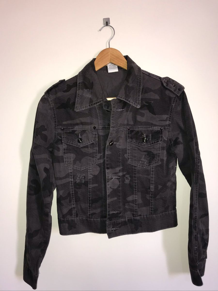 jaqueta jeans exercito feminina