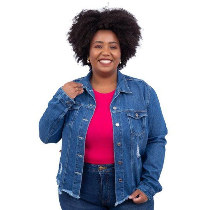 Jaqueta Jeans Feminina Plus Plus Size Jaqueta Jeans Feminina