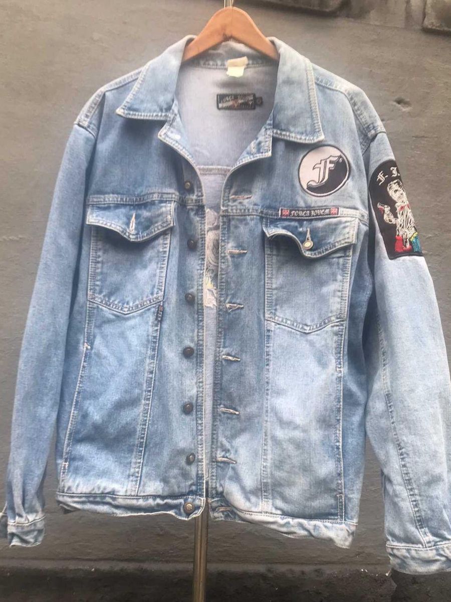 Jaqueta Jeans Força Jovem Vasco da Gama Casaco Masculino Força Jovem