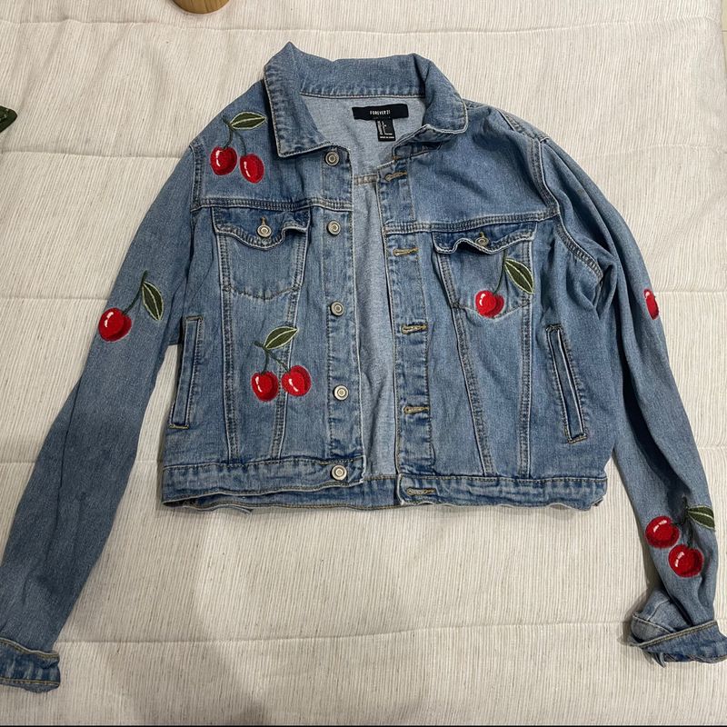 Jaqueta Jeans Preta Forever 21