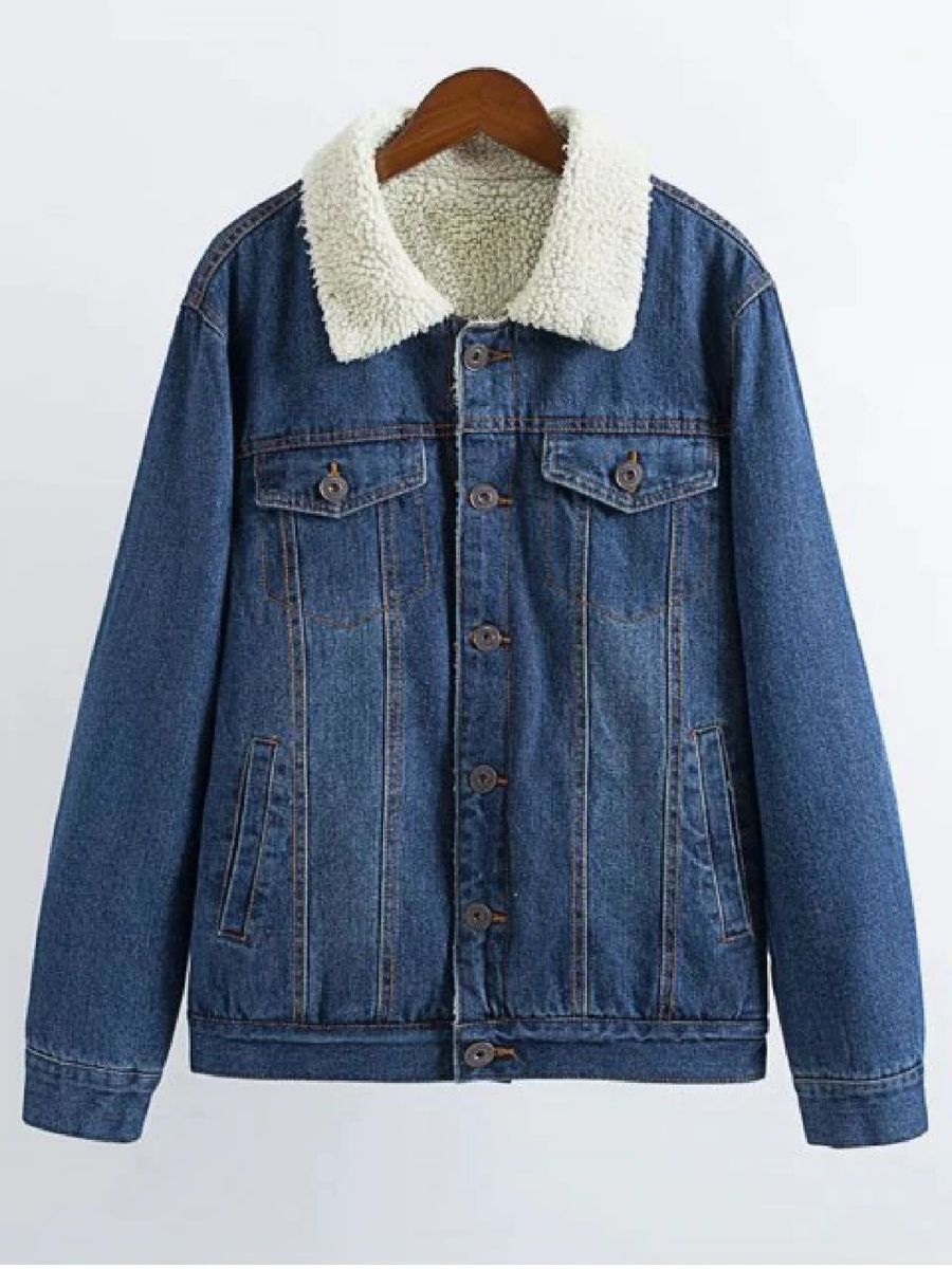 jaqueta jeans forrada com pelo