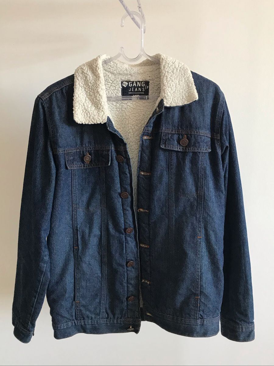 jaqueta jeans peluda