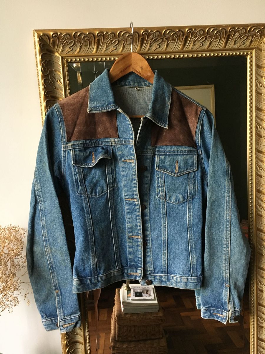 jaqueta jeans com franjas