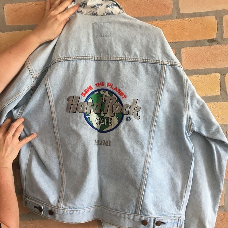 Jaqueta Jeans Hard Rock Cafe Miami Original G Larga Oversized - Main Image