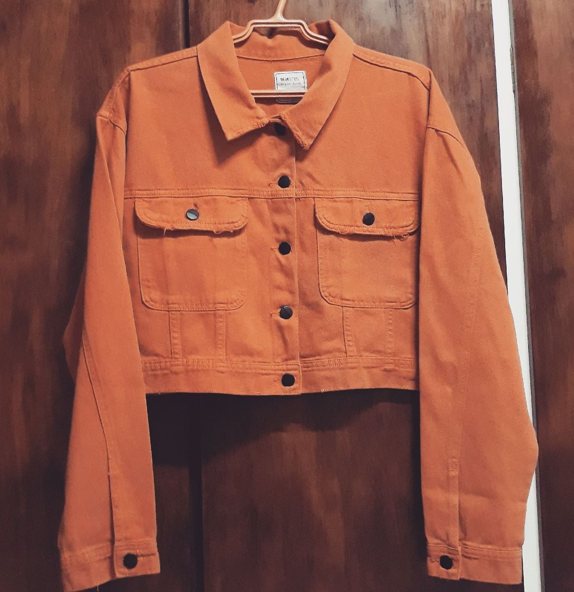 jaqueta jeans laranja