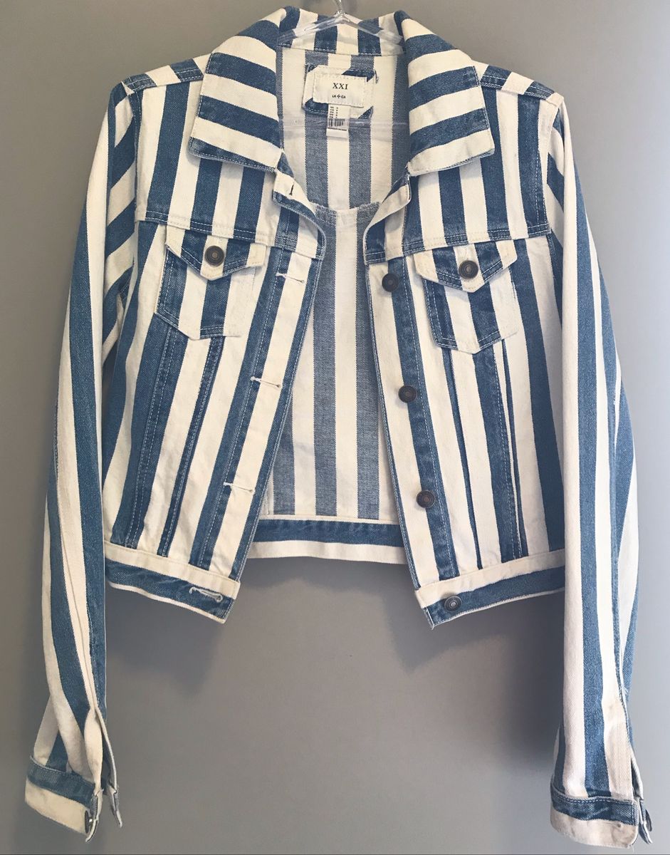 jaqueta jeans listrada