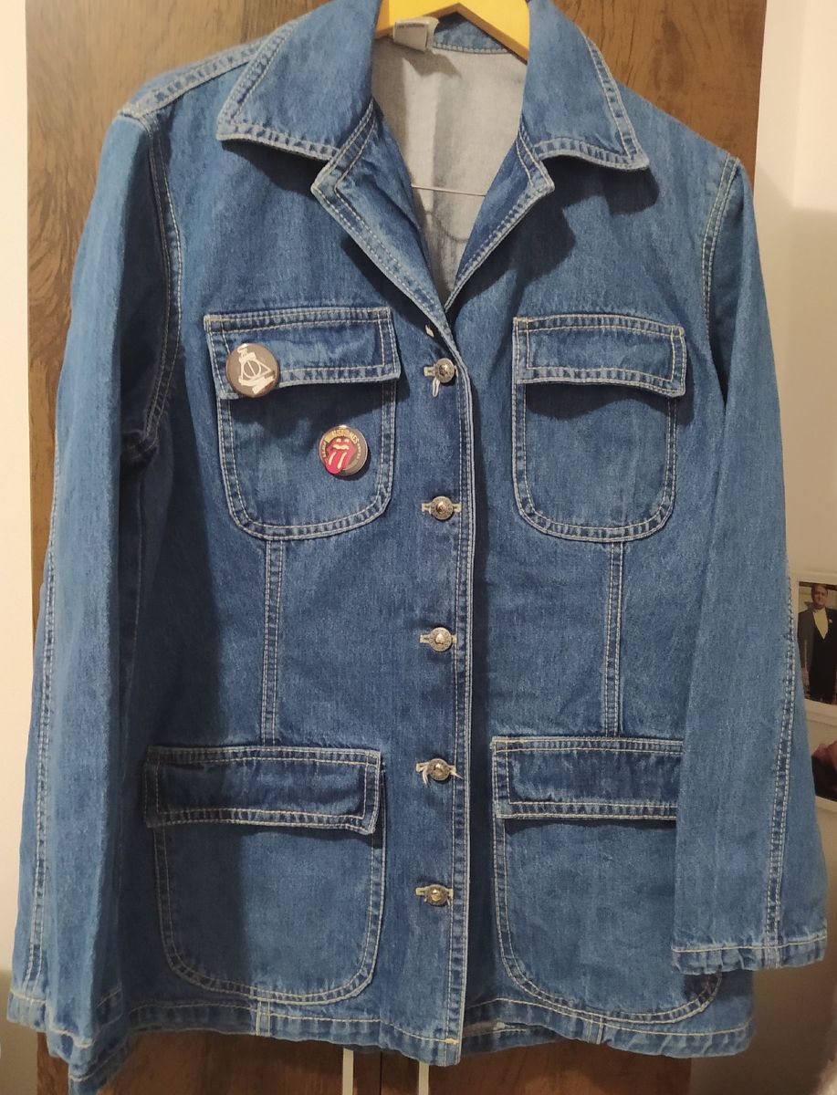 jaqueta jeans com botons