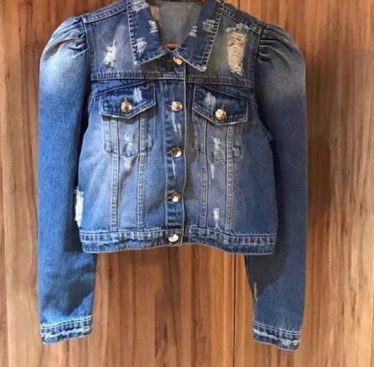 jaqueta jeans manga bufante