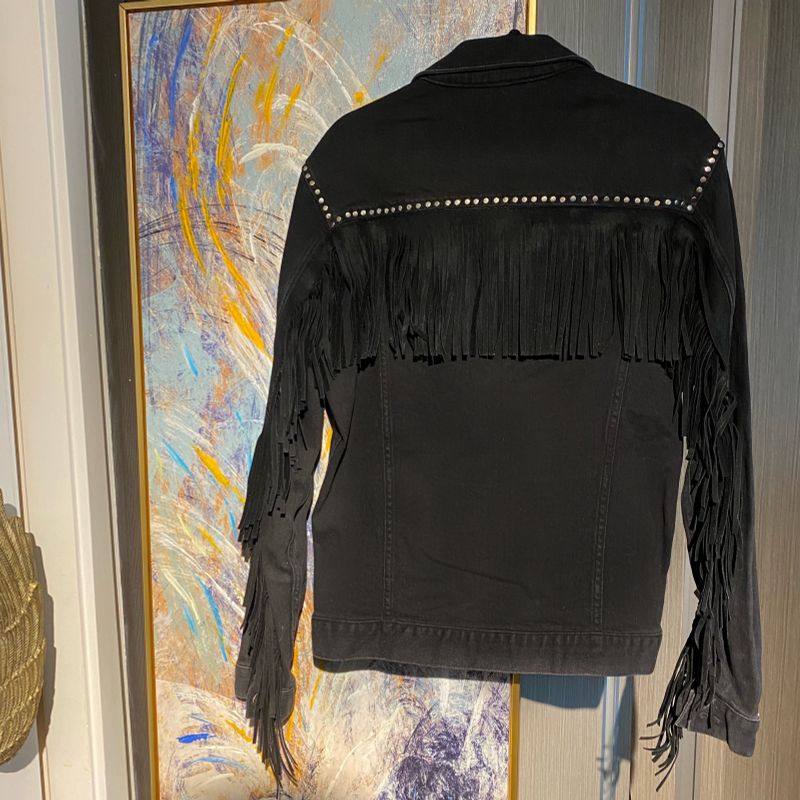 Jaqueta Jeans Preta Zara Western Franjas Cowboy Couro Legítimo Perfecto  Spikes Tachas Casaco Masculino Zara Nunca Usado 86238350 enjoei