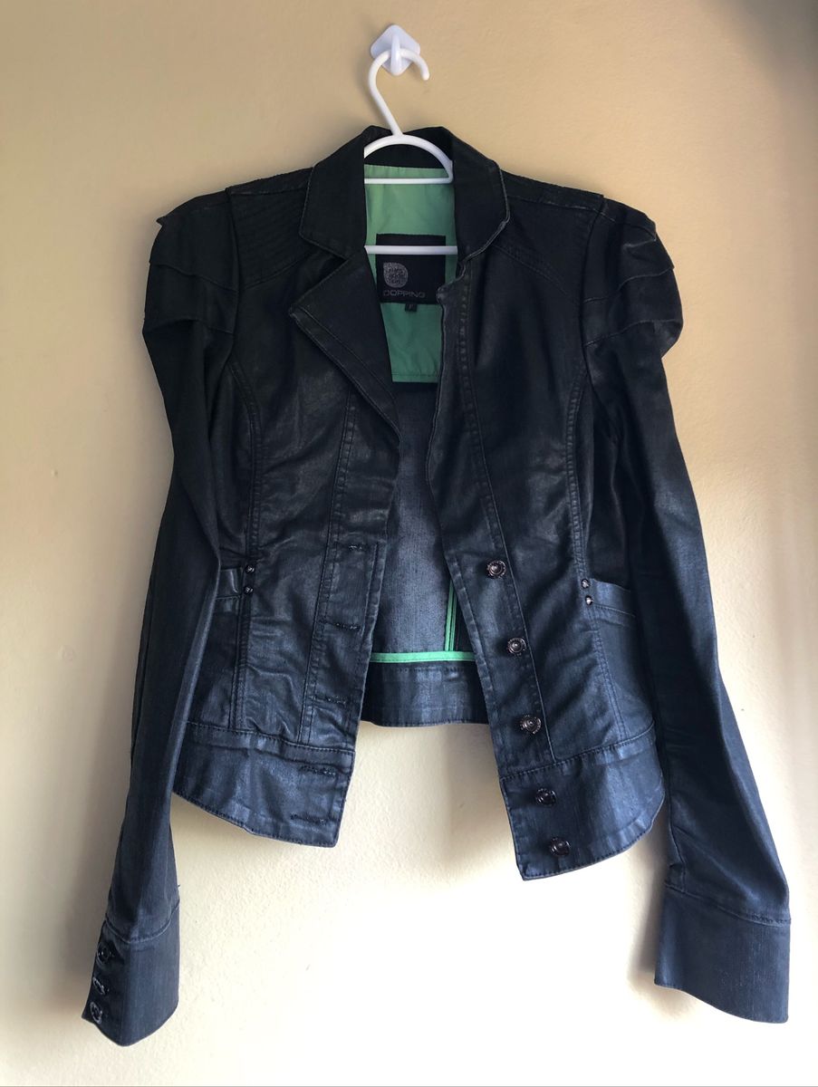 jaqueta jeans resinada