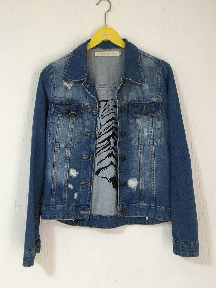 jaqueta jeans rosa cha