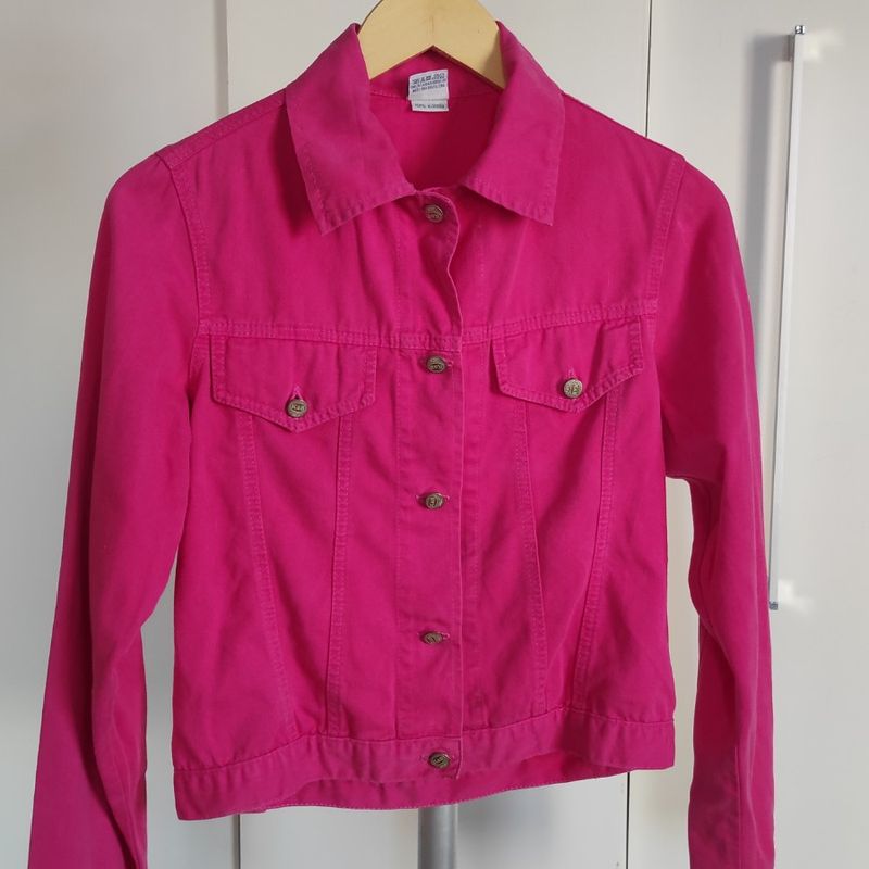 Jaqueta Jeans Rosa Claro Usado 104271765 enjoei