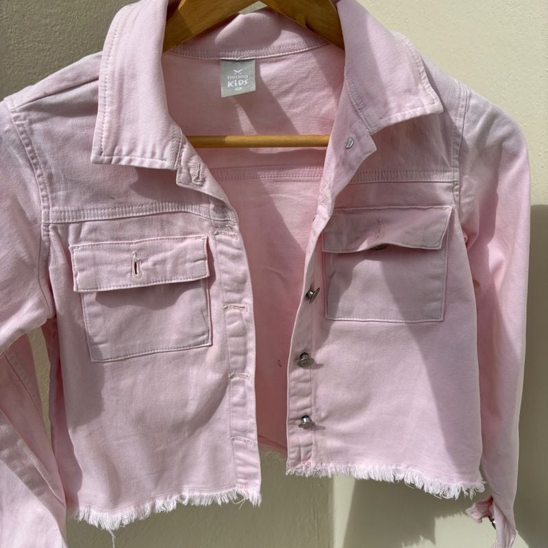 Jeans Infantil Jaqueta Jeans Com Rosas Vermelhas Brandili Jaqueta