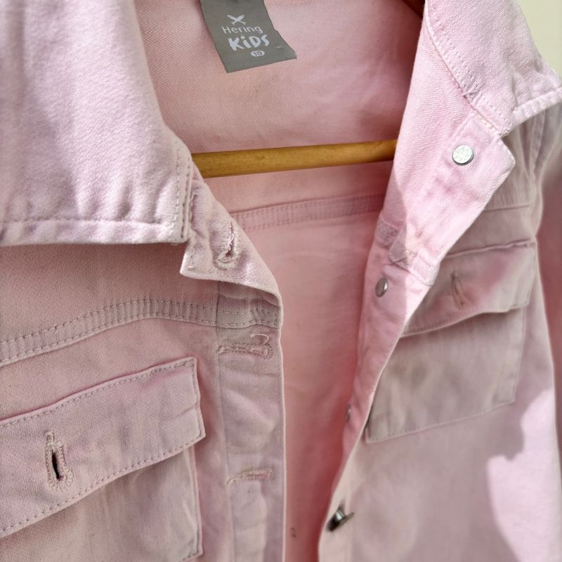 Jaqueta Jeans Rosa Claro Hering Tam 10 Anos Roupa Infantil para