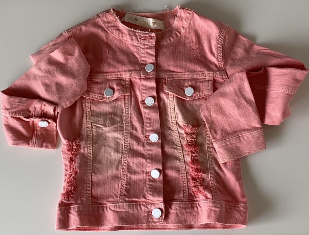 jaqueta jeans rosa infantil