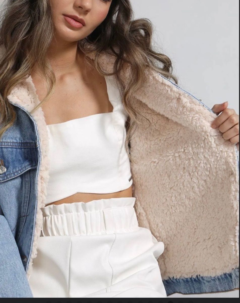 Jaqueta Jeans + Teddy Oversized Myft | Casaco Feminino My Favorite ...
