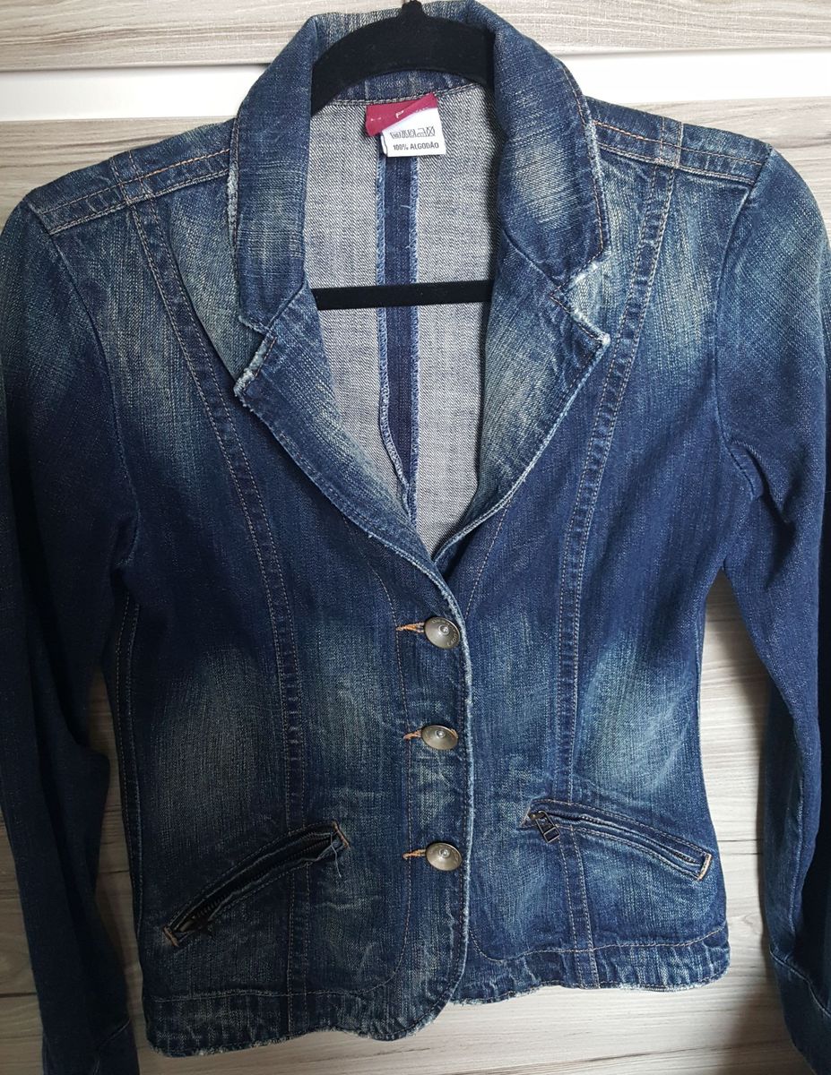 jaqueta jeans feminina tipo blazer