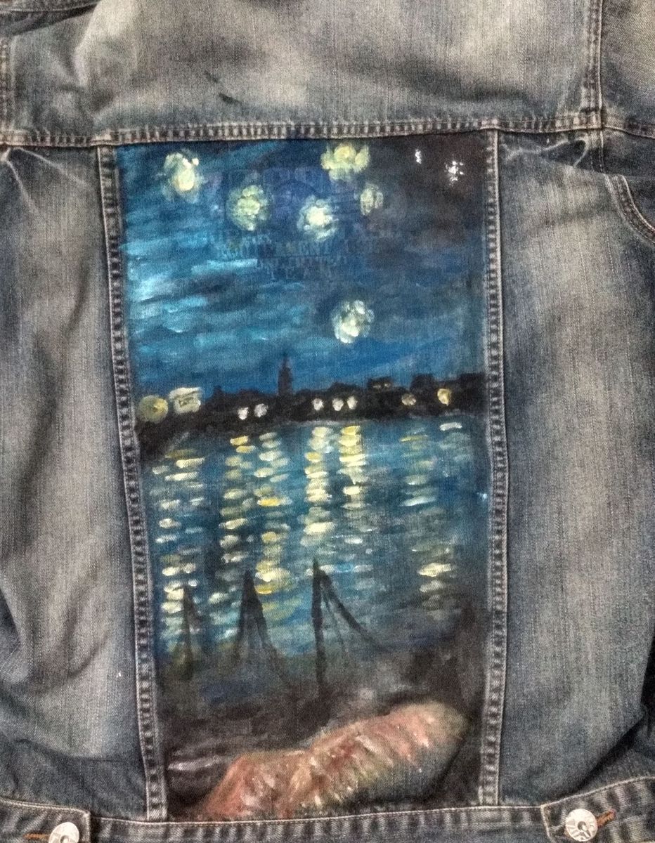 jaqueta jeans pintada a mao