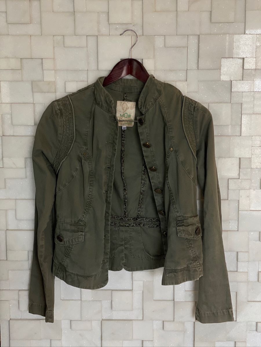 jaqueta jeans verde militar