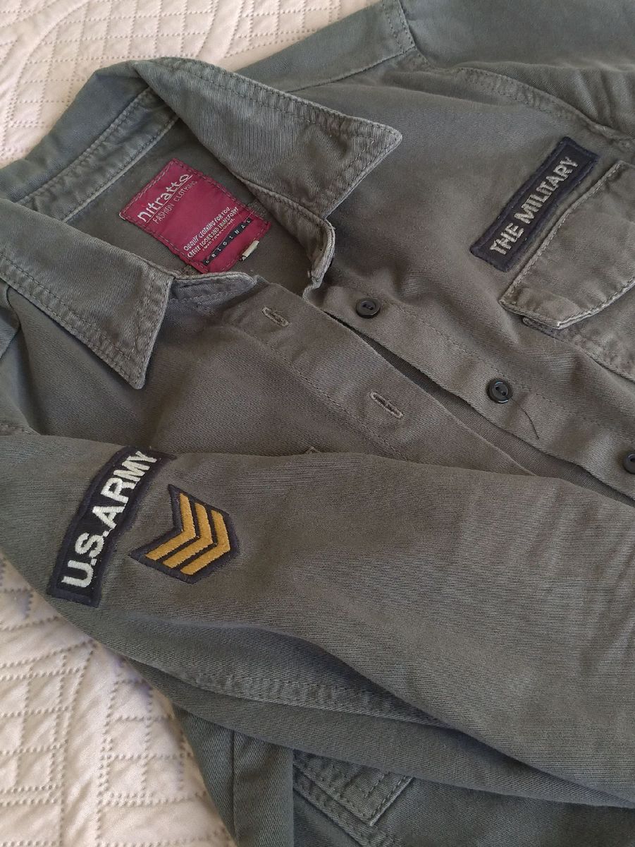 jaqueta jeans militar