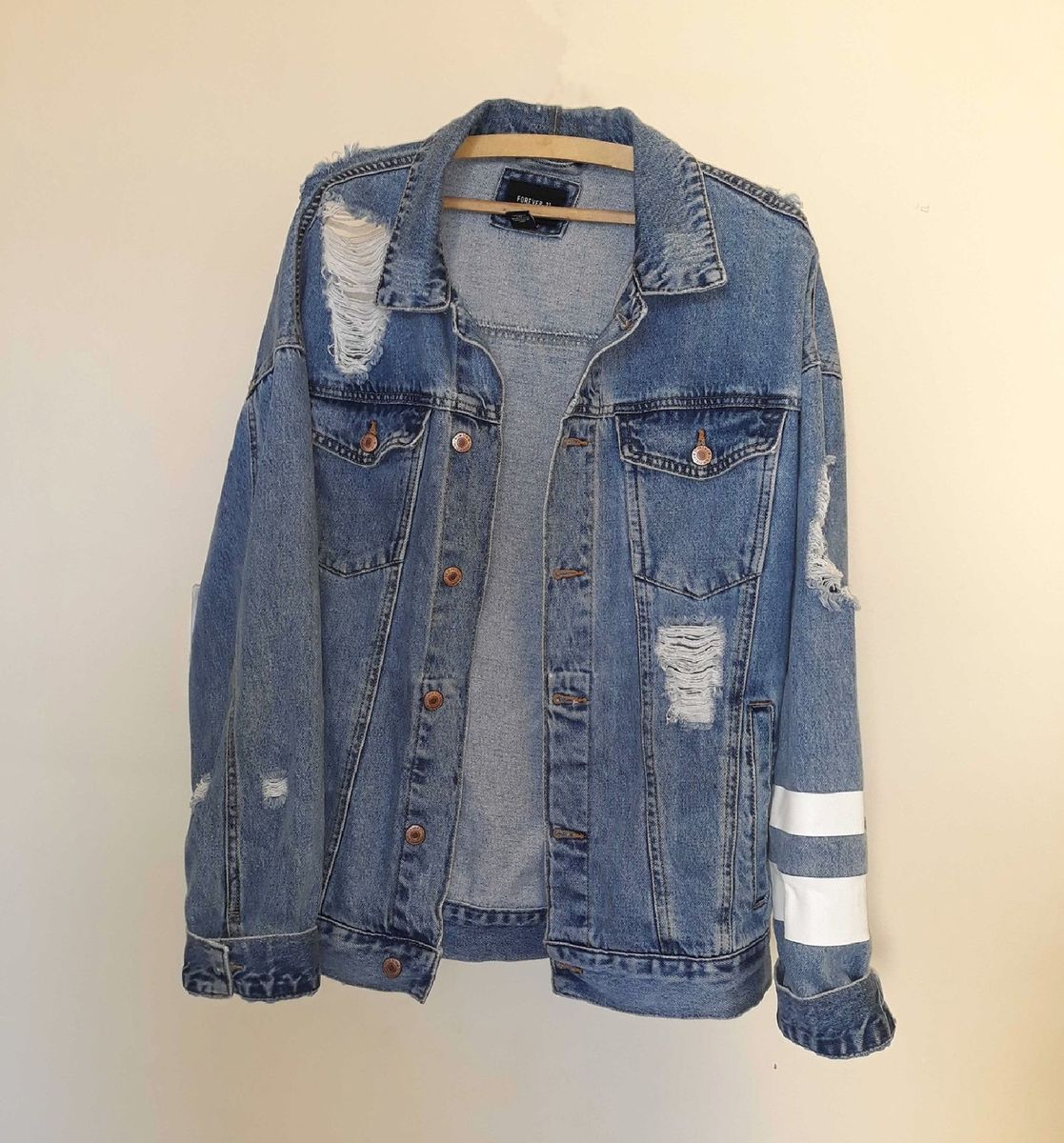 jaqueta jeans masculina forever 21