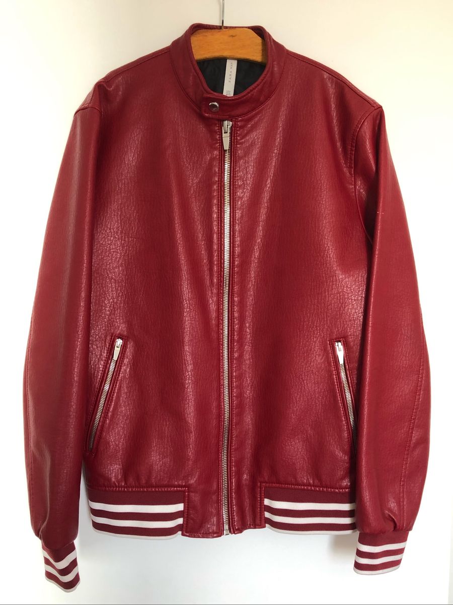 jaqueta masculina zara man couro sintético