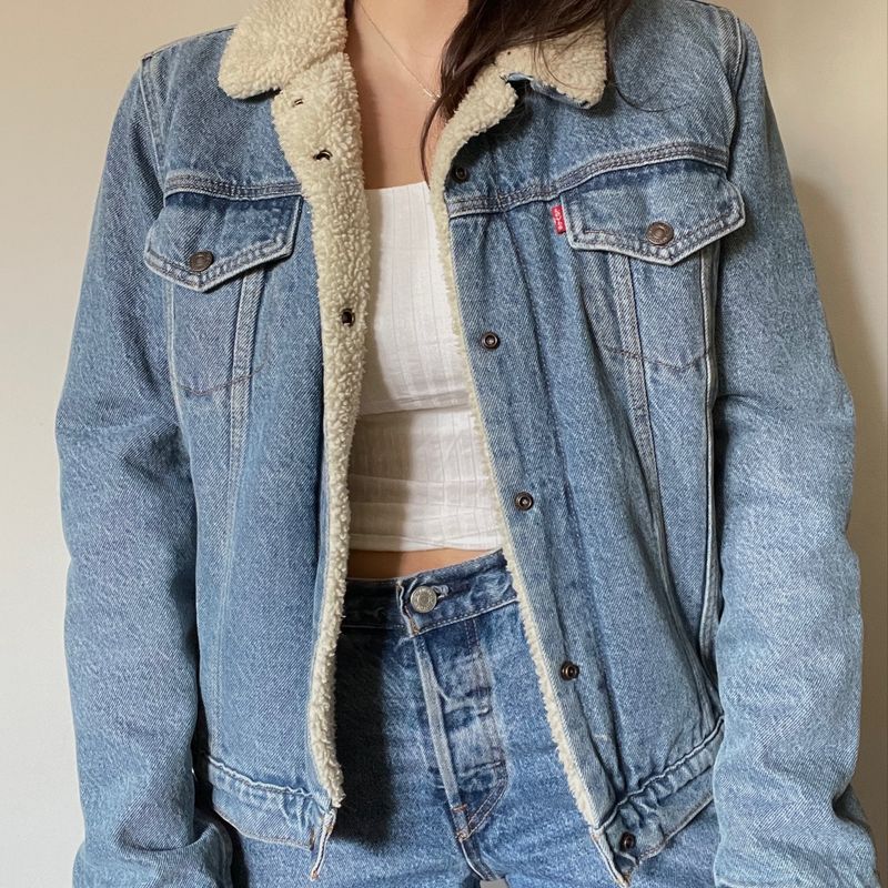 Jaqueta Levis Jeans Forro Sherpa Casaco Feminino Levi's Usado 81052983  enjoei