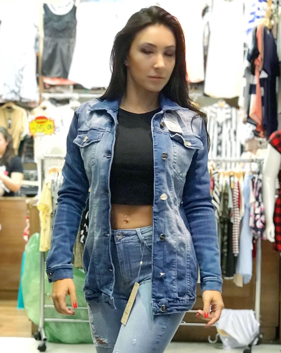 jaqueta comprida jeans