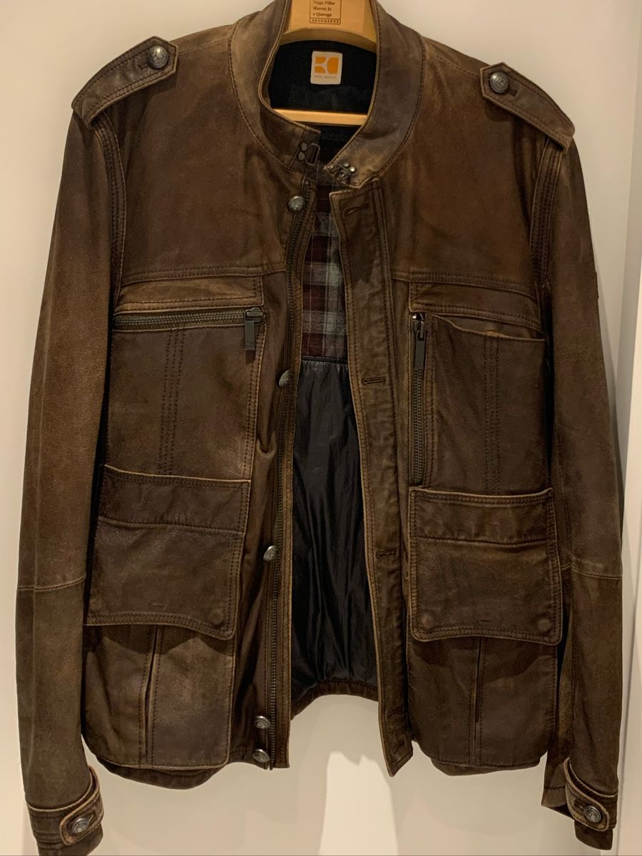 jaqueta de couro masculina hugo boss