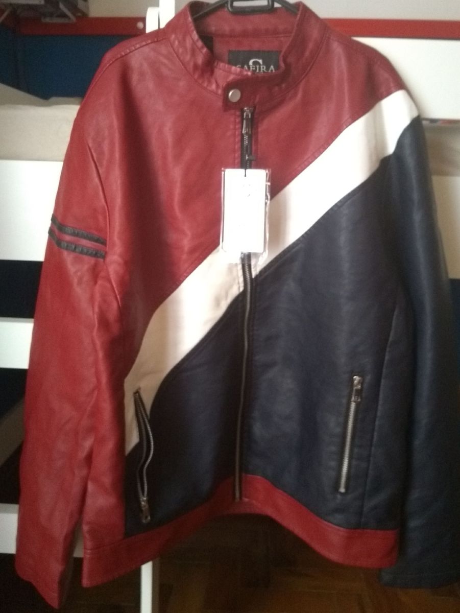 jaqueta de couro de cabra masculina