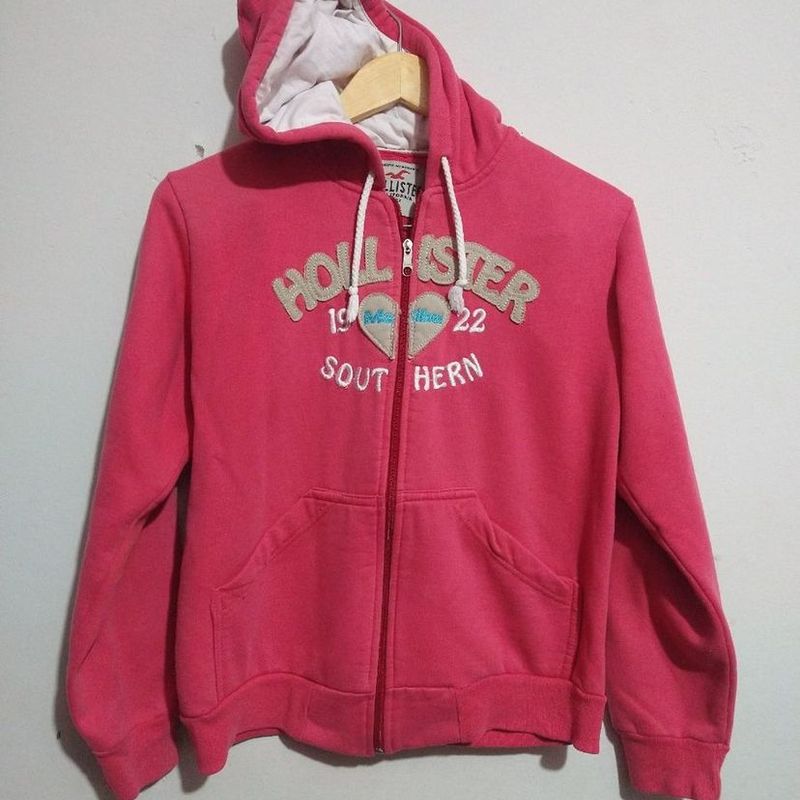 Jaqueta Moletom Hollister Rosa Casaco Feminino Hollister Usado 86701500  enjoei