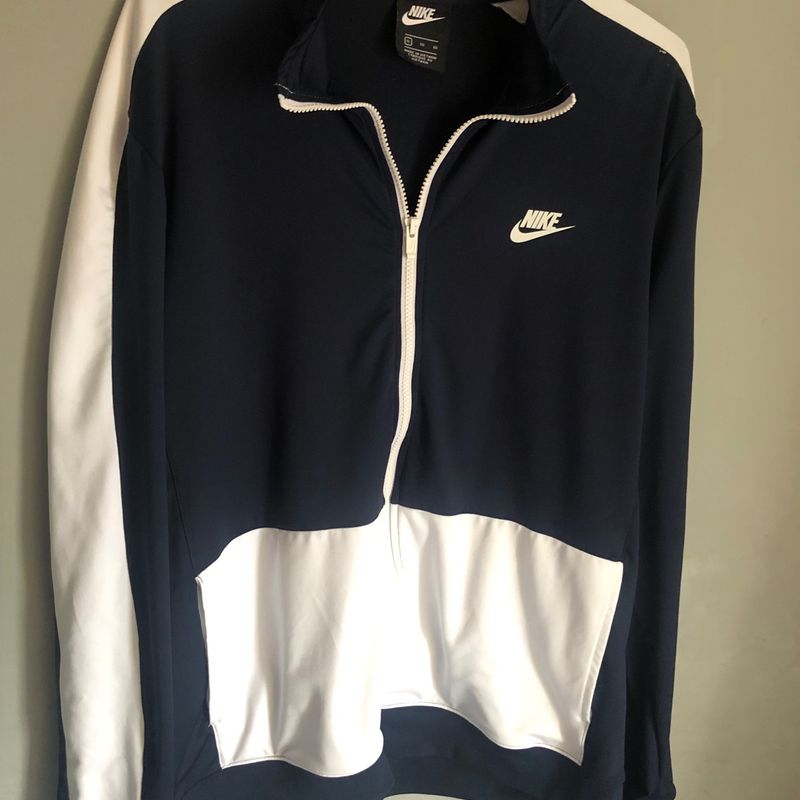 Black nike jacket with best sale white stripe