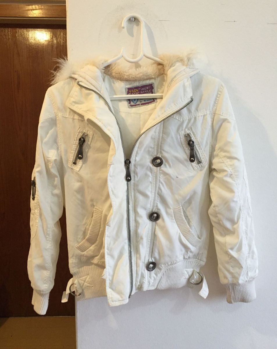jaqueta de nylon branca