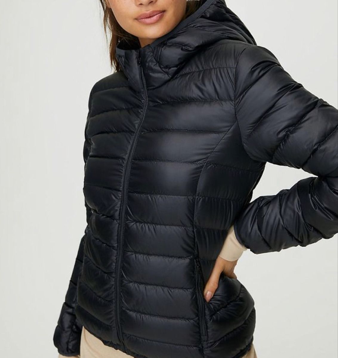 casaco nylon preto feminino