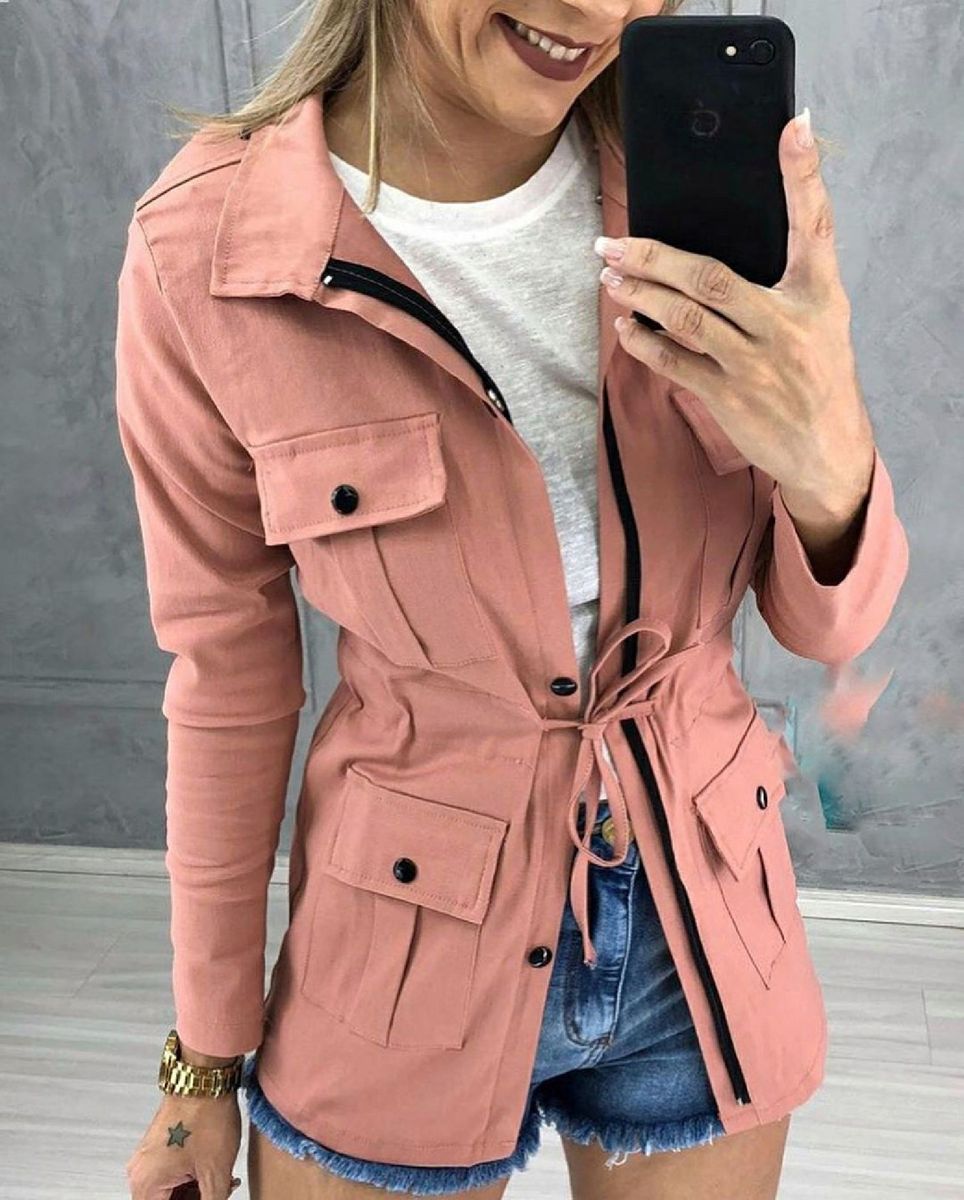 jaqueta parka rosa