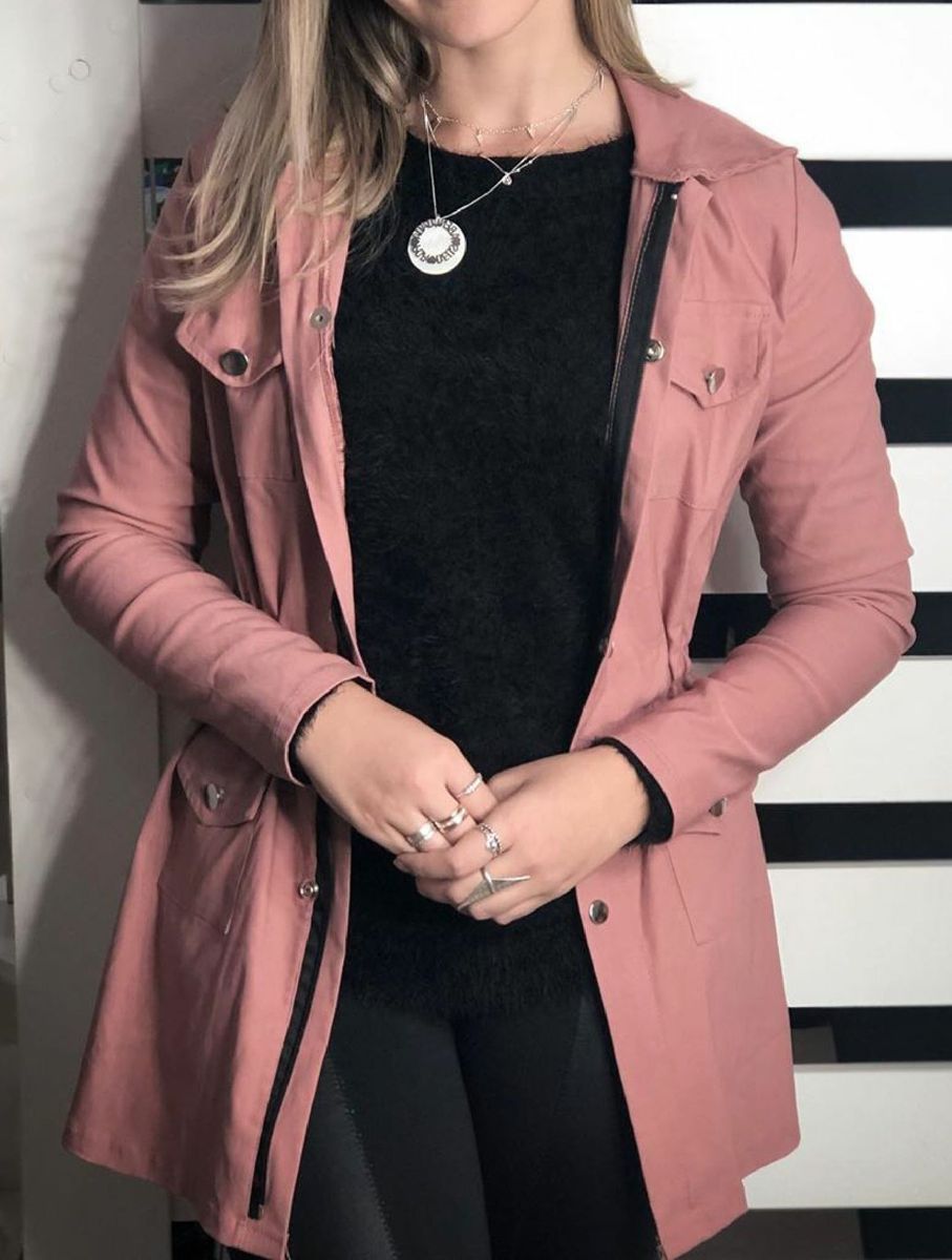 jaqueta parka rosa