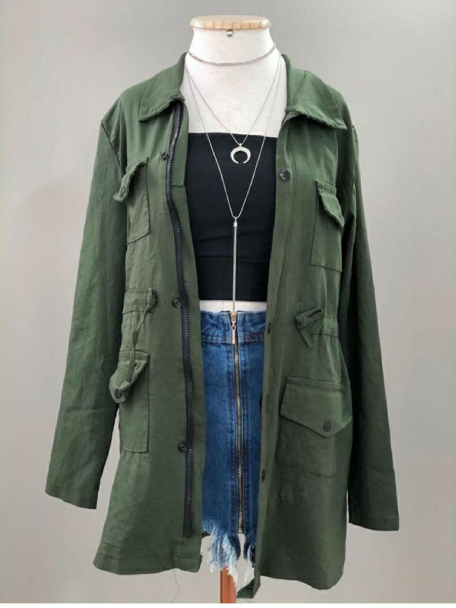 jaqueta parka militar feminina