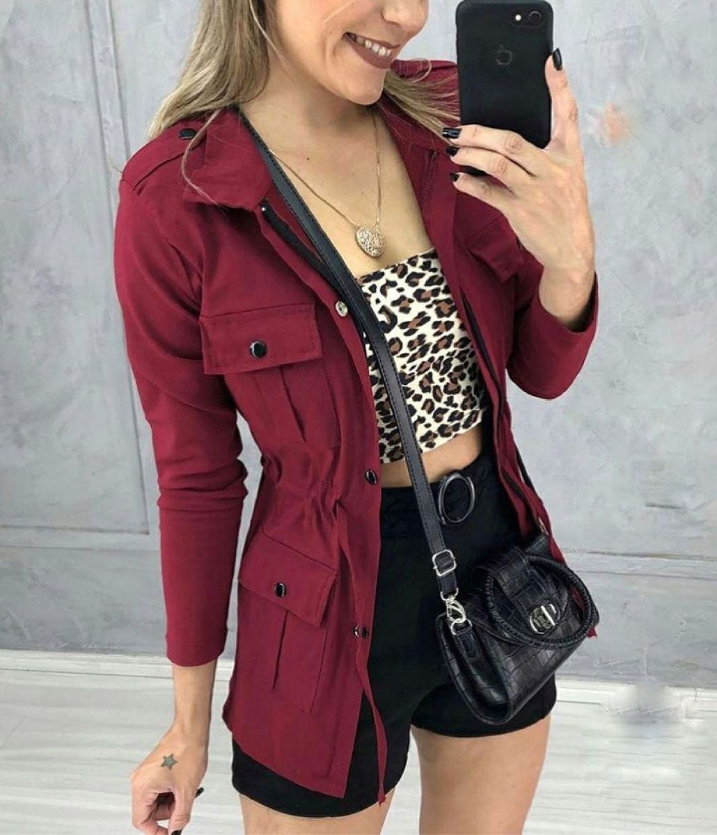 jaqueta parka vinho