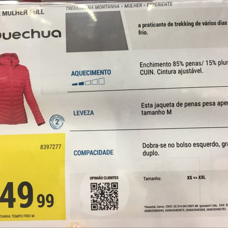 Jaqueta quechua store pena de ganso