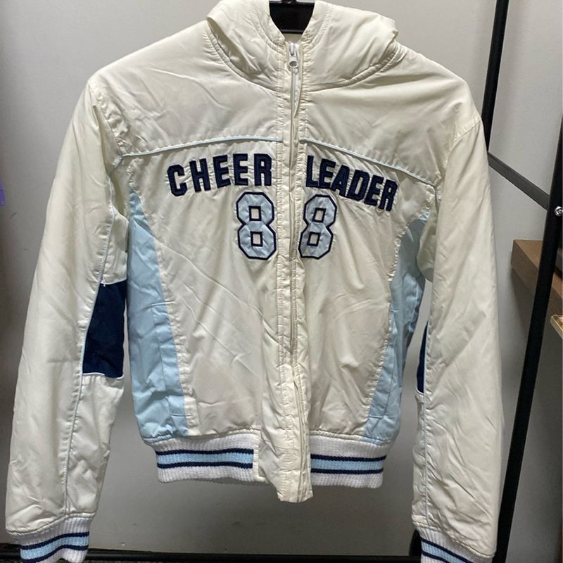 Jaqueta Puffer Branca/Azul Cheer Leader 88 Usado 108497678 enjoei
