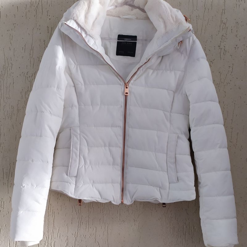 Jaqueta Puffer Branco Casaco Feminino Zara Usado 86118674 enjoei