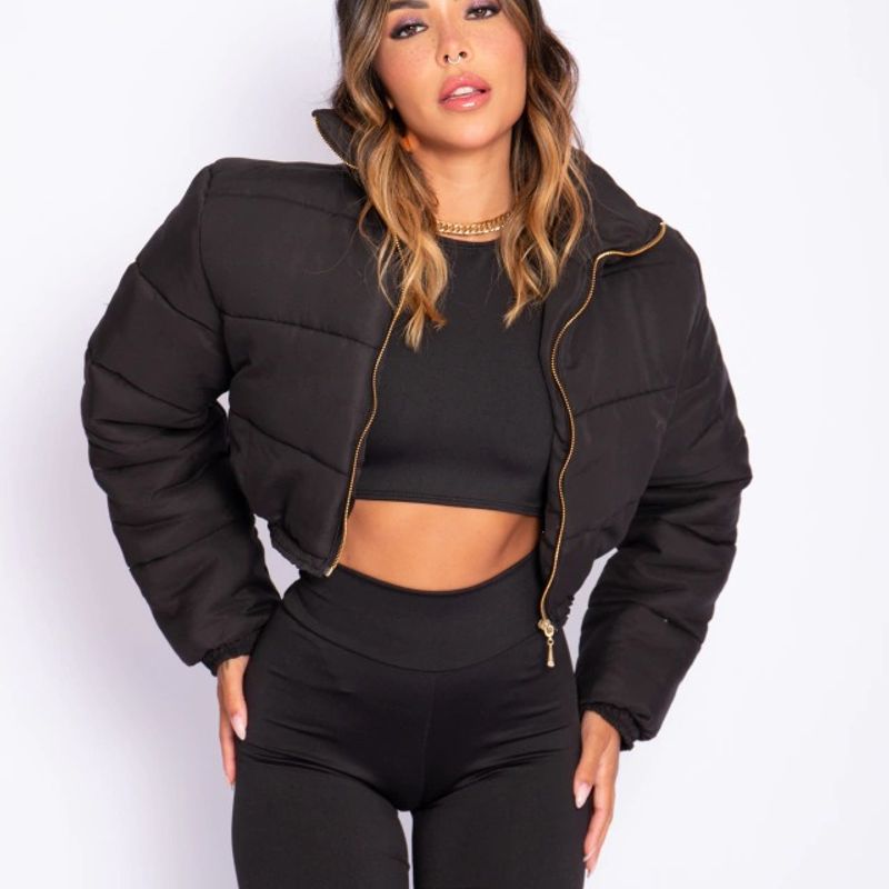 Jaqueta Puffer Cropped Casaco Feminino Frio Preta Casaco Feminino Led  Nunca Usado 92104493 enjoei