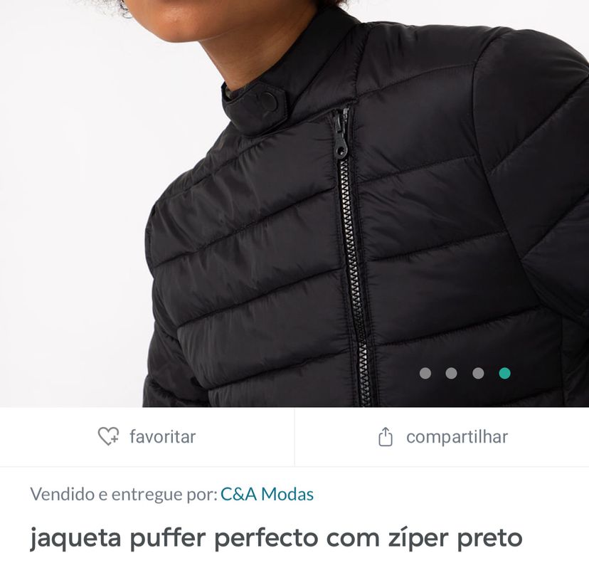 Jaqueta Puffer Perfecto com Zíper Preta C&a Tamanho Gg | Casaco ...