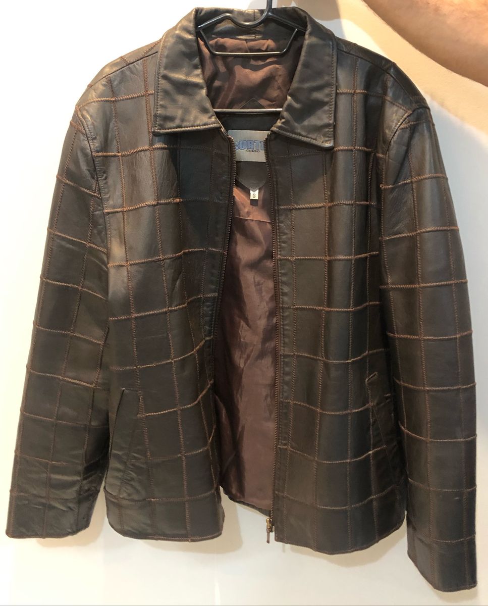 jaqueta de couro retalho masculina